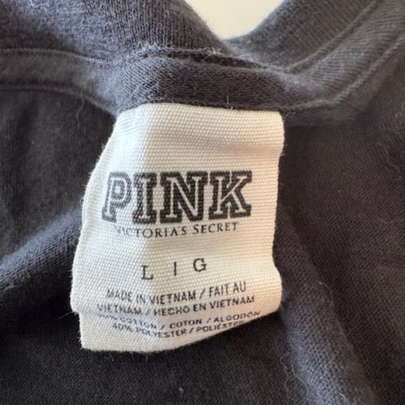 Victoria's Secret PINK Black Sequin Leopard LS Tee, Large - Picture 2 of 3